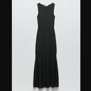 ZARA - Long Knit Dress With Semi Sheer Skirt - Size S